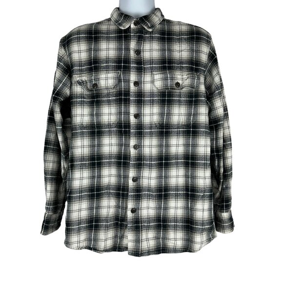 Red Head Brand Men's Plaid Button Down Shirt Size L Black Long Sleeved - Picture 1 of 6